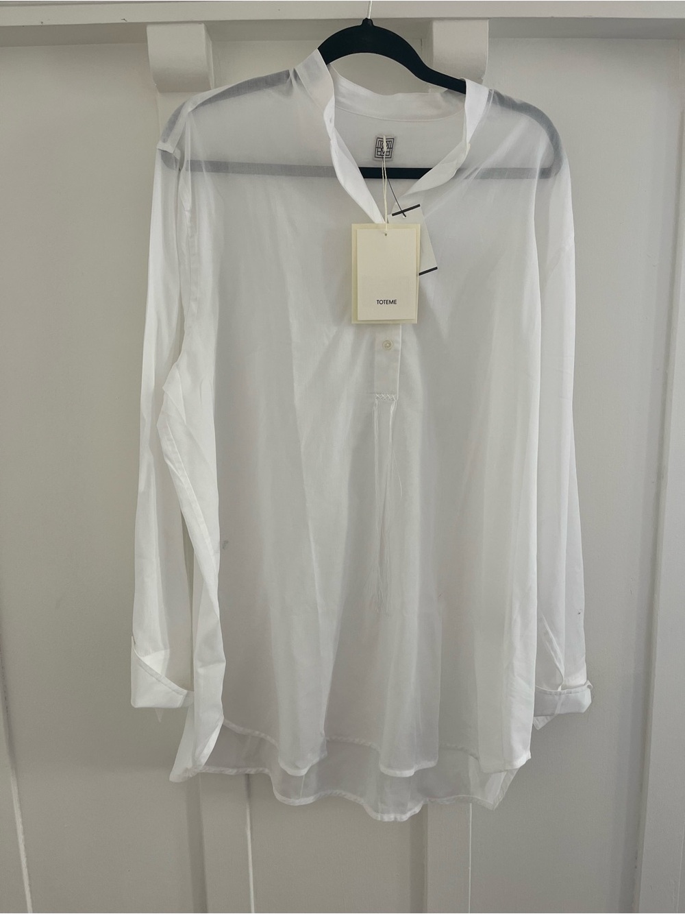 Toteme White Sheer Long-Sleeve Tunic
